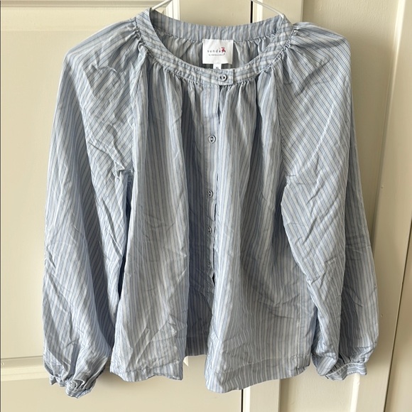 Sundays by wearesundays light blue Striped Button-Up Blouse runa shirt - Picture 2 of 6